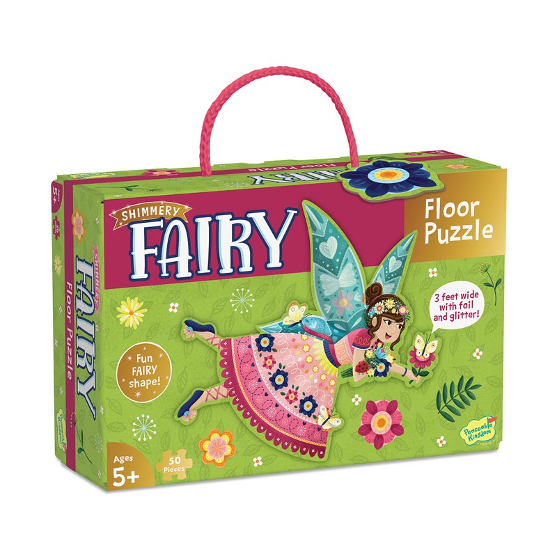 Peaceable Kingdom Shimmer & Glitter Fairy Floor Puzzle â€“ 50pc Giant Floor Puzzle for Kids Ages 5 & up â€“ Fun-Shaped Puzzle Pieces â€“ Great for classrooms - Image 4