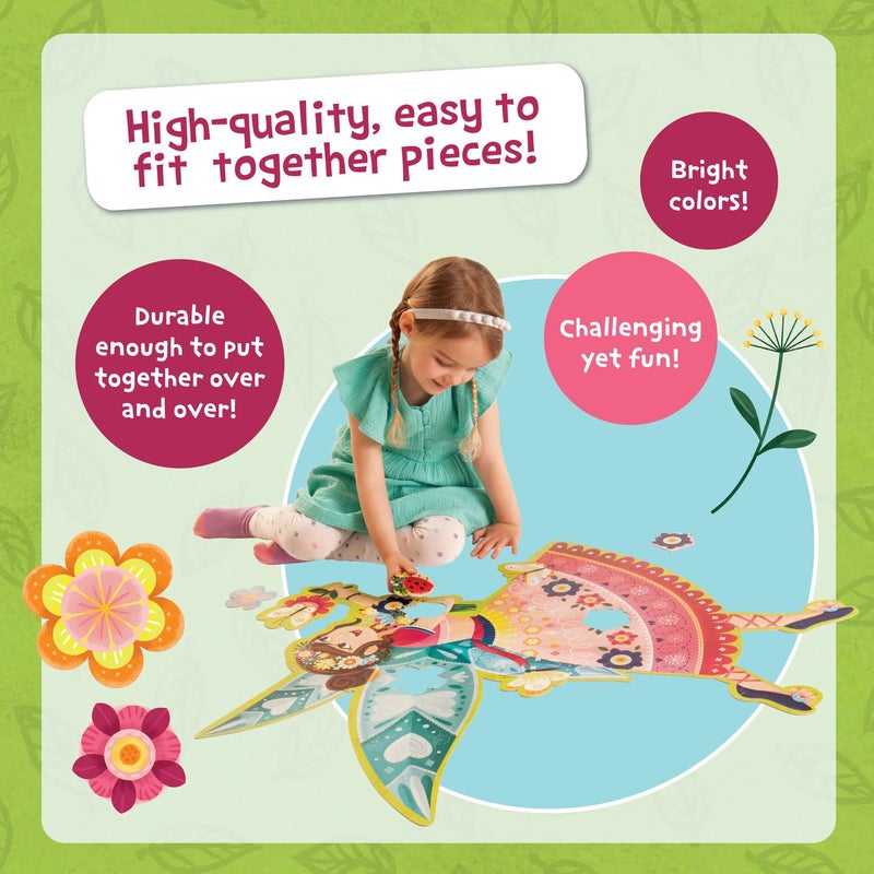 Peaceable Kingdom Shimmer & Glitter Fairy Floor Puzzle â€“ 50pc Giant Floor Puzzle for Kids Ages 5 & up â€“ Fun-Shaped Puzzle Pieces â€“ Great for classrooms - Image 2