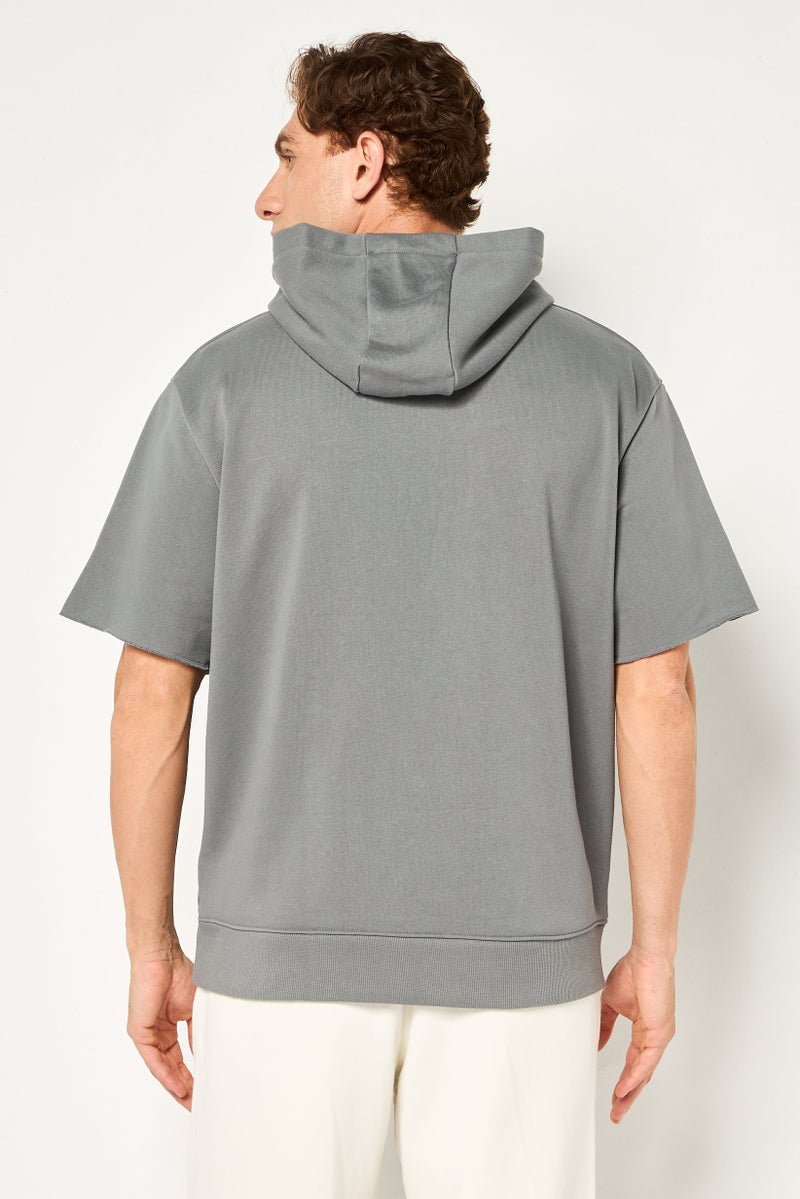 Under Armour x Project Rock Men Sportswear Fit Short Sleeve Outdoor Hoodie, Grey - Image 2