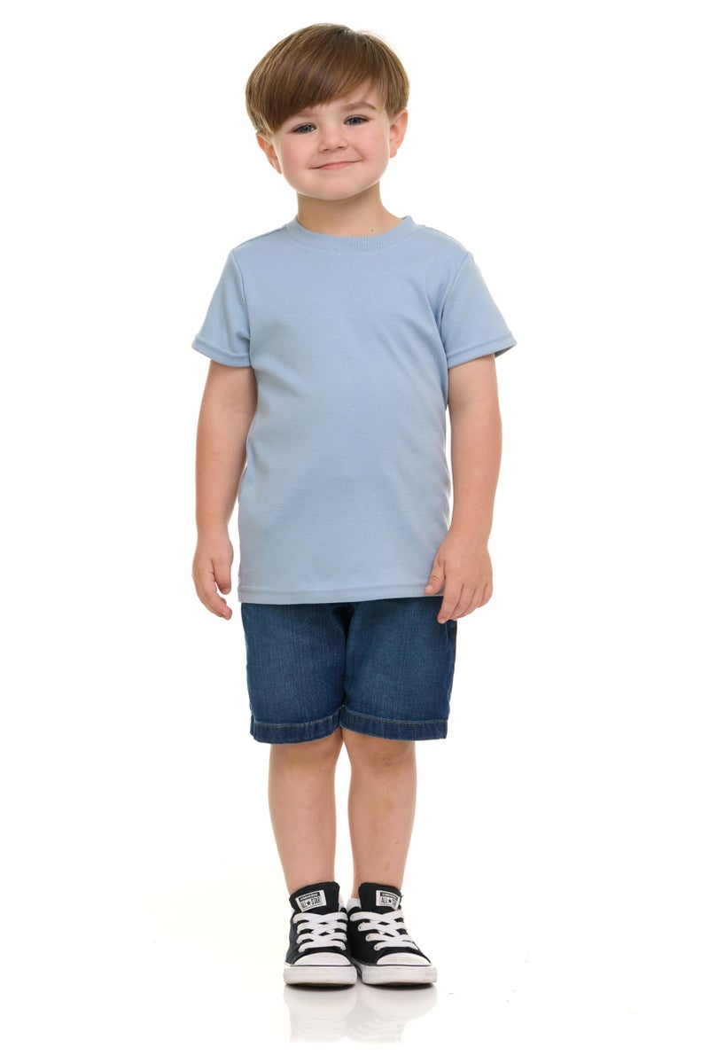 Cudlie 5-Pack Toddler Boysâ€™ T-Shirts â€“ Soft Cotton Tees for 12M to 4T â€“ Solid Colors, Everyday Value, Soft and Comfy Basics for Play, Preschool & More - The Blues Pack - Image 4