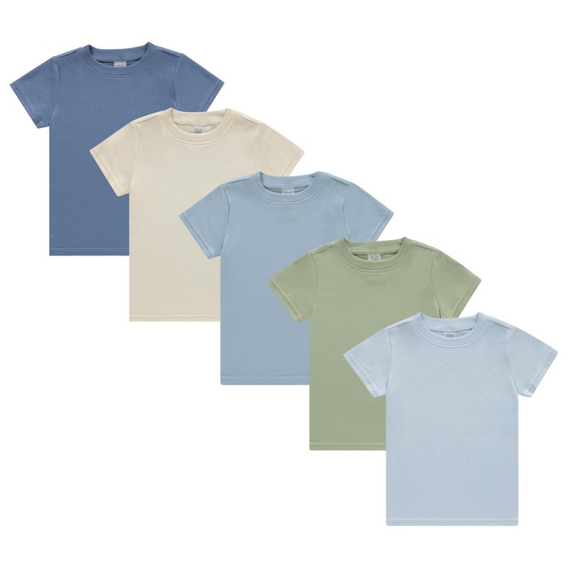 Cudlie 5-Pack Toddler Boysâ€™ T-Shirts â€“ Soft Cotton Tees for 12M to 4T â€“ Solid Colors, Everyday Value, Soft and Comfy Basics for Play, Preschool & More - The Blues Pack - Image 1
