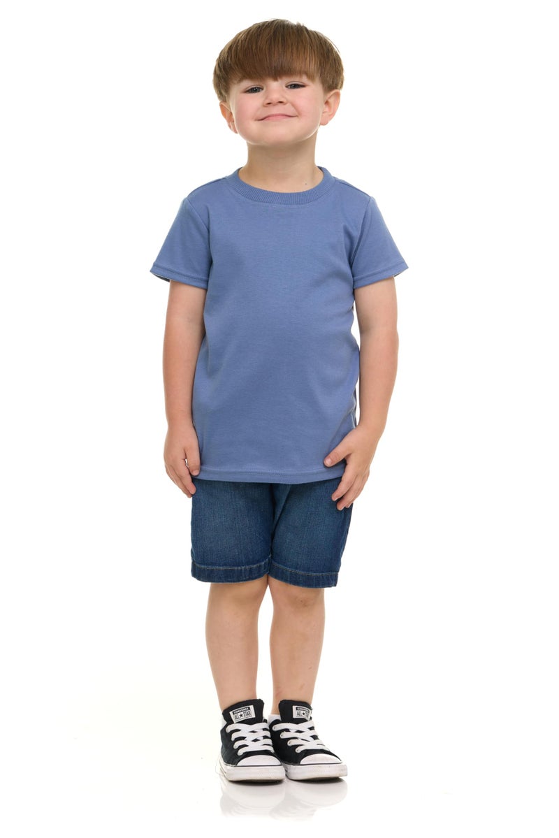 Cudlie 5-Pack Toddler Boysâ€™ T-Shirts â€“ Soft Cotton Tees for 12M to 4T â€“ Solid Colors, Everyday Value, Soft and Comfy Basics for Play, Preschool & More - The Blues Pack - Image 3