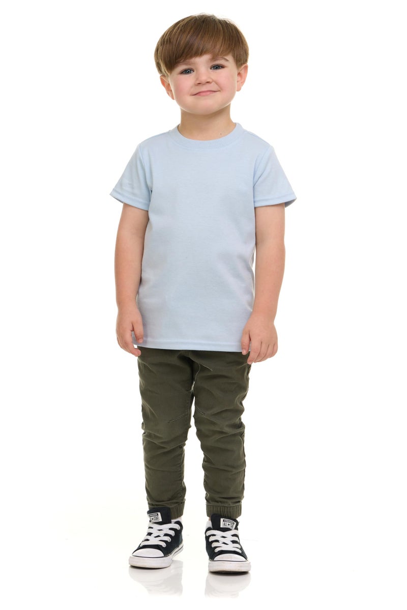 Cudlie 5-Pack Toddler Boysâ€™ T-Shirts â€“ Soft Cotton Tees for 12M to 4T â€“ Solid Colors, Everyday Value, Soft and Comfy Basics for Play, Preschool & More - The Blues Pack - Image 2