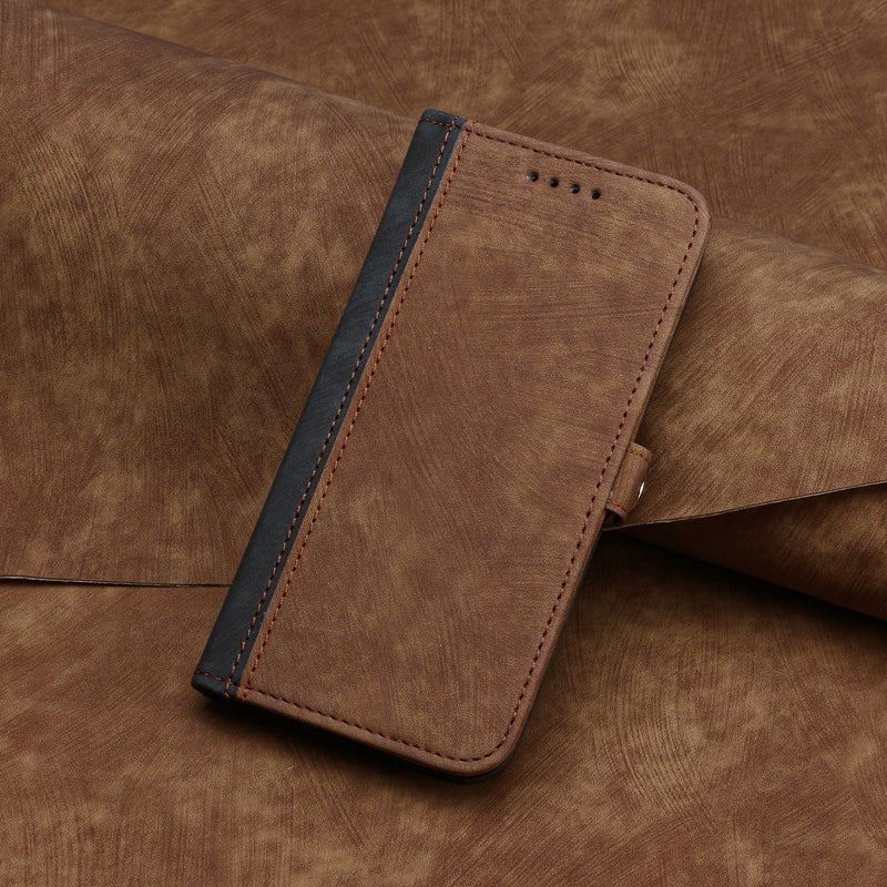 BURAQ Case Cover For vivo Y53s 4G/Y51a/Y33 4G Side Buckle Double Fold Hand Strap Leather Phone Case(Brown) - Image 2