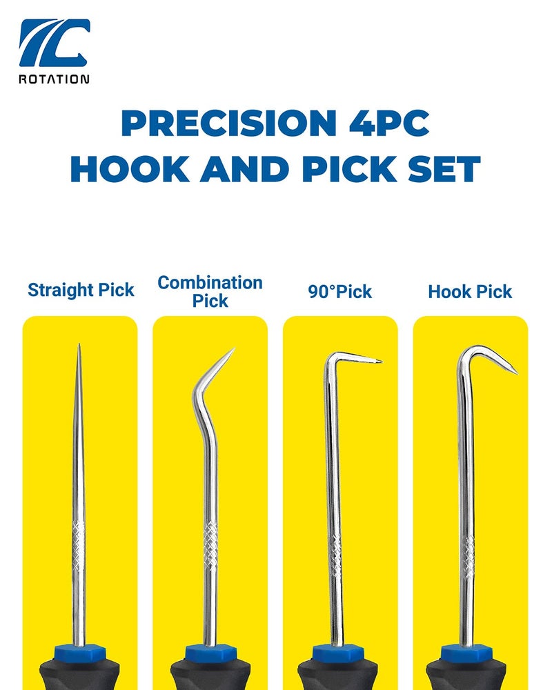 ROTATION Precision Hook and Pick Set for Automotive | 4-Piece Hand Tools - Image 3