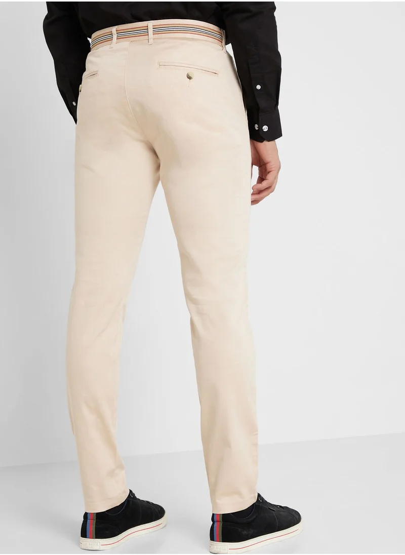 Thomas Scott Thomas Scott Men Cream-Coloured Slim Fit Chinos Trousers