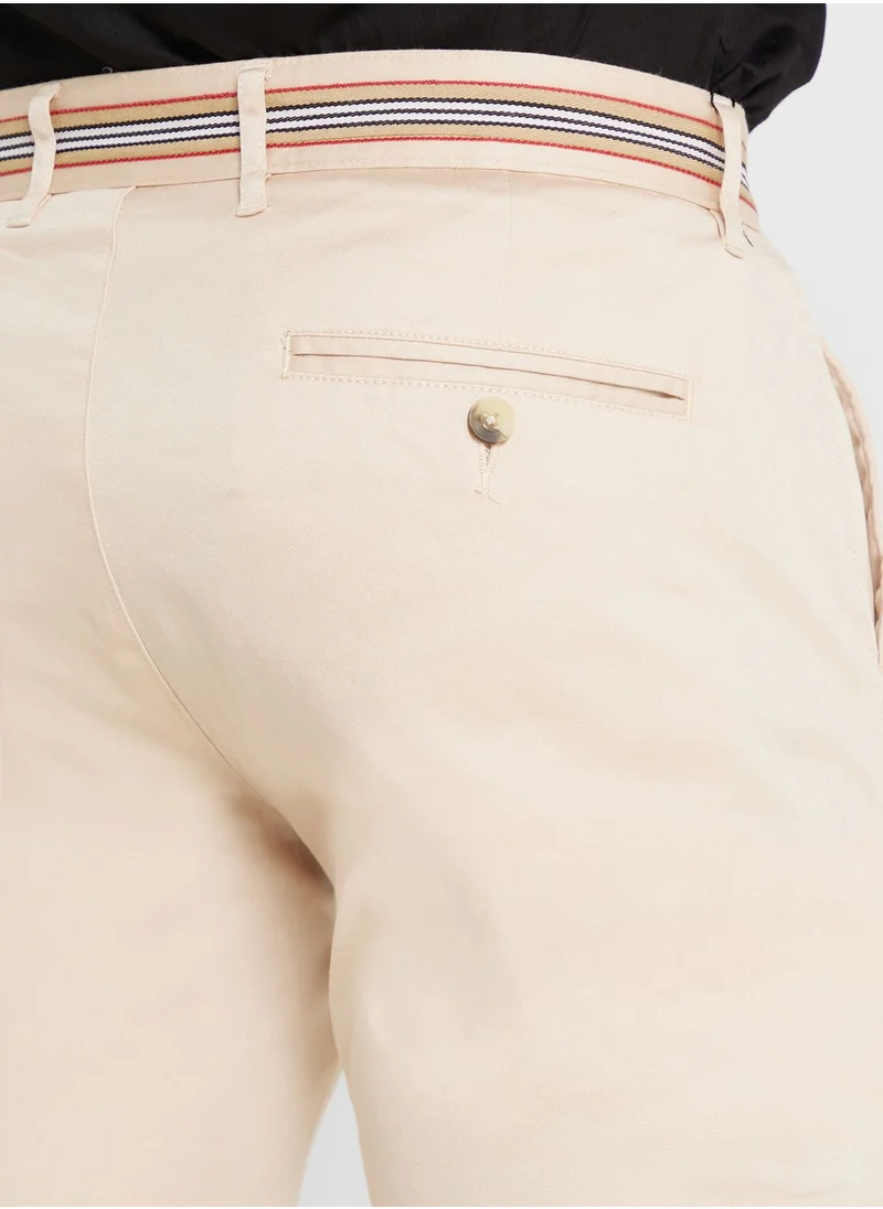 Thomas Scott Thomas Scott Men Cream-Coloured Slim Fit Chinos Trousers