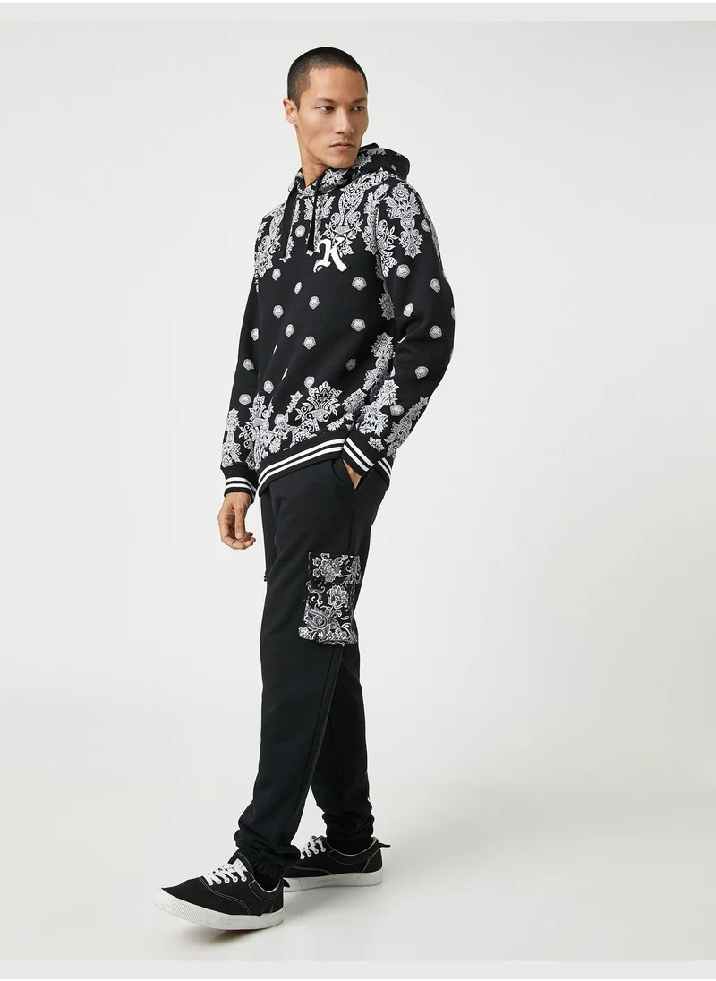 KOTON Jogger Sweatpants Floral Patterned Cargo Pocket Drawstring