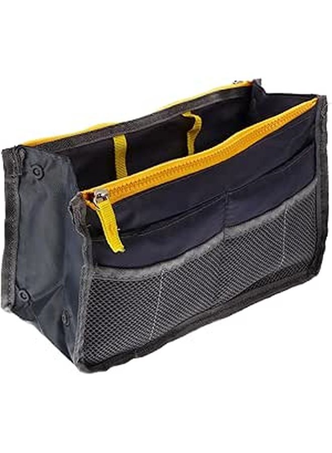 Large Capacity Gray Nylon Travel Bag Liner with Multi Pocket Toiletries Organizer - Image 1