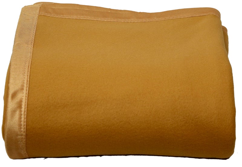 Goyal's Modern Solid/Plain All Season Polar Fleece Double Bed Blanket with Premium Satan Border 500 TC, 90x90 Inches - Camel - Image 5
