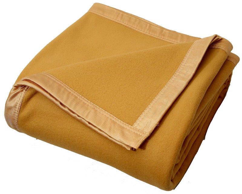 Goyal's Modern Solid/Plain All Season Polar Fleece Double Bed Blanket with Premium Satan Border 500 TC, 90x90 Inches - Camel - Image 1