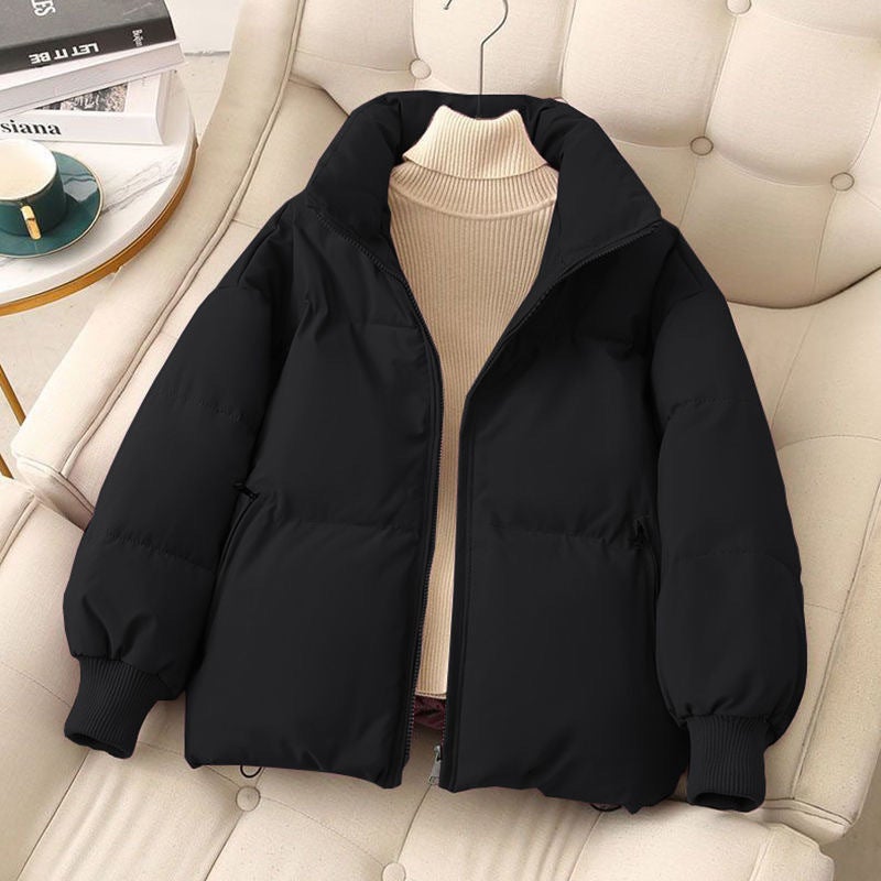2024 Winter Cotton-padded Coat Womens Trendy Ins All-match Korean-style Loose Cotton-padded Coat for Students Short Thickened Bread Suit Black  - Image 1