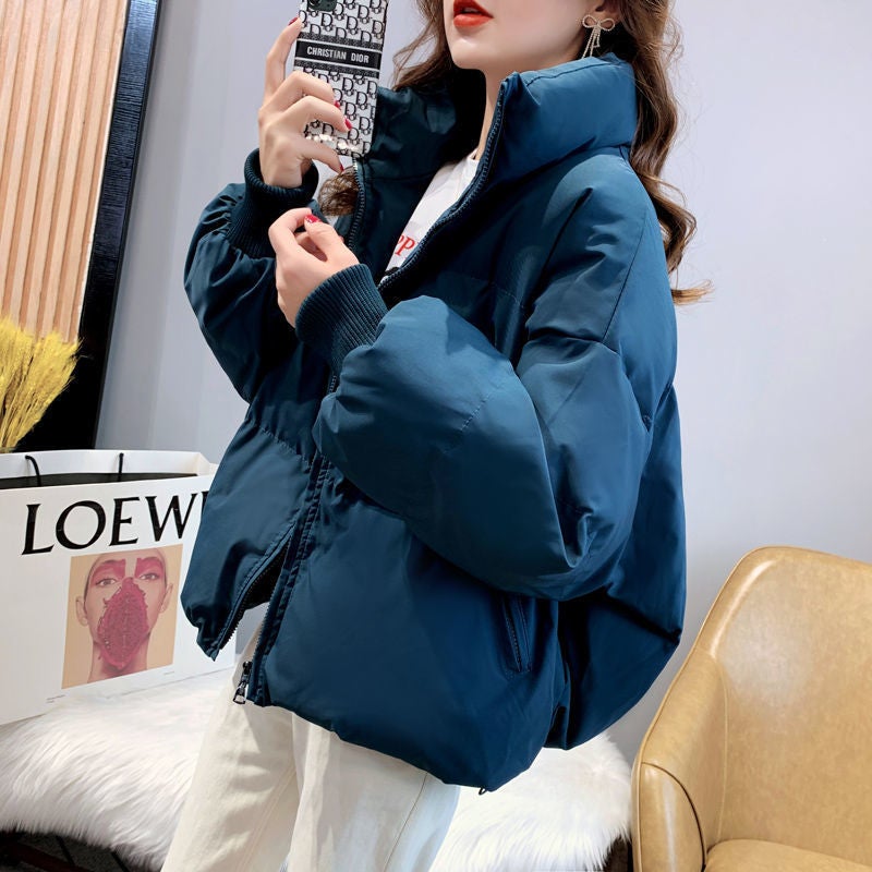 2024 Winter Cotton-padded Coat Womens Trendy Ins All-match Korean-style Loose Cotton-padded Coat for Students Short Thickened Bread Suit Black  - Image 2