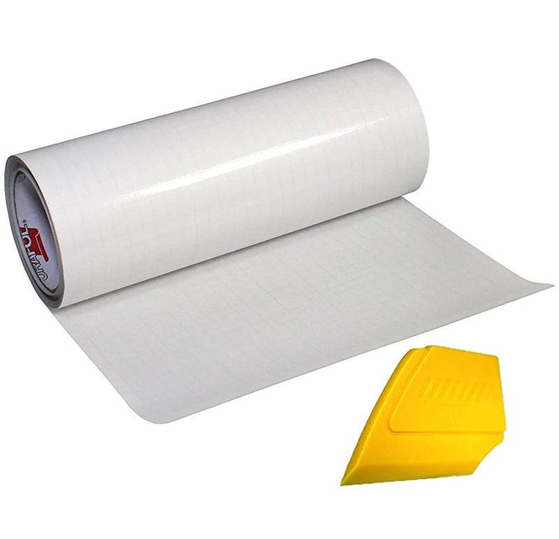 Transparent Transfer Paper Tape Roll w/Hard Yellow Detailer Squeegee (5ft x 12")