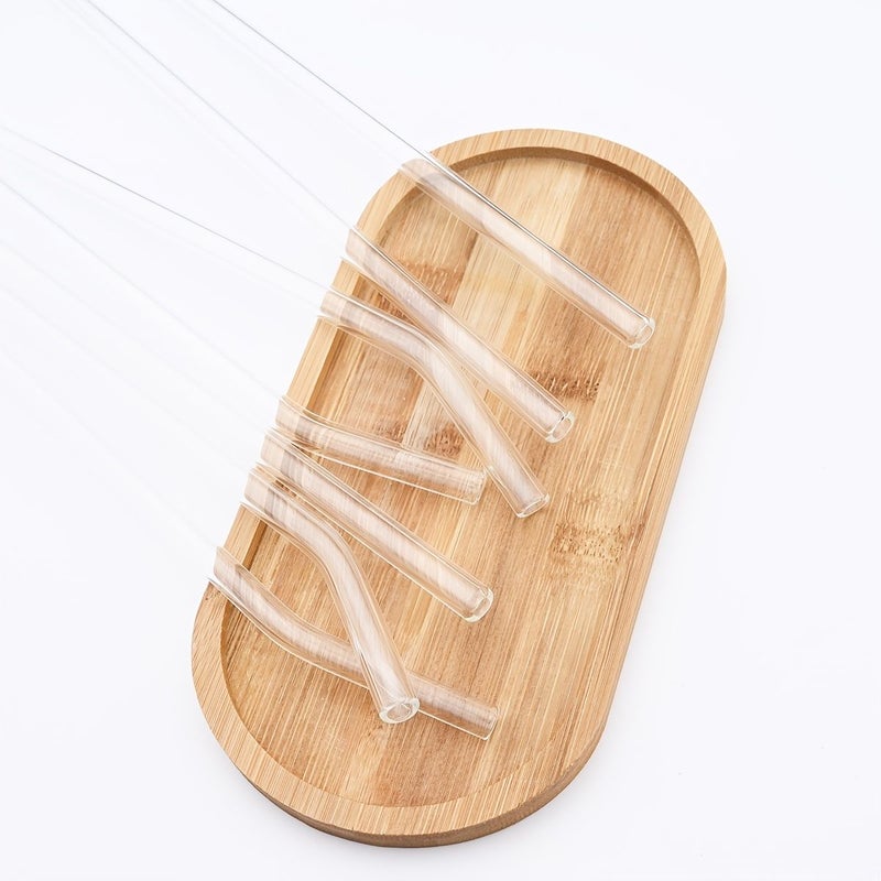 8 Pcs Bend Pipe High Borosilicate Glass Straw Set With 2 Cleaning Brushes For Milk Tea Smoothies Juices And Cocktails - Image 5