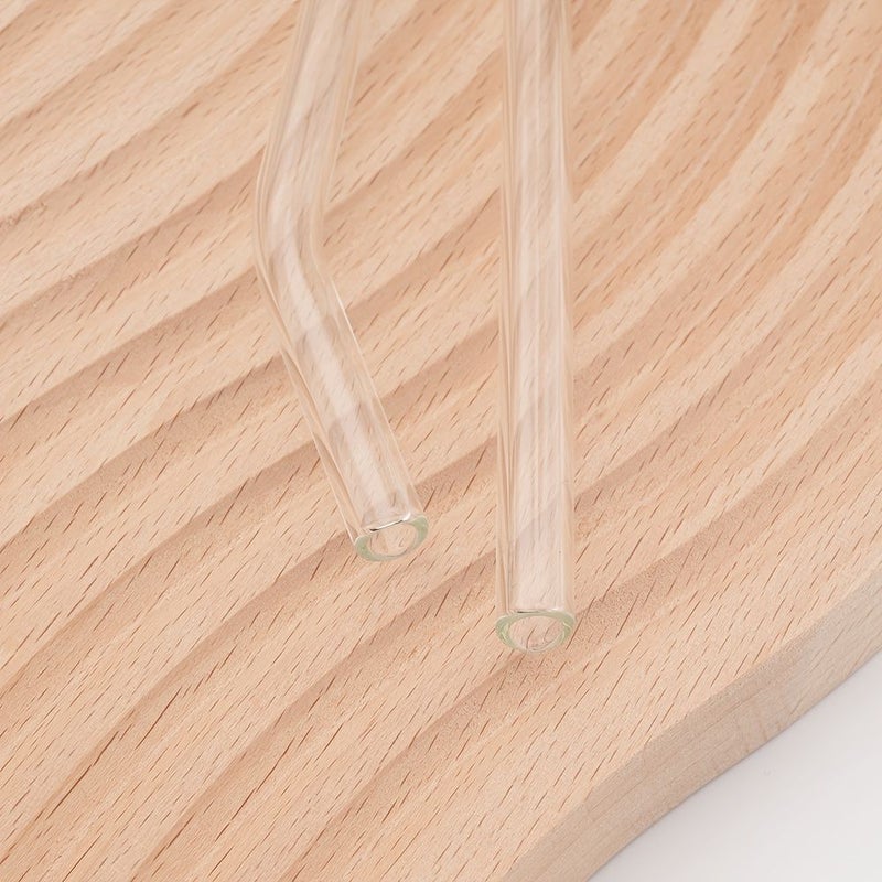8 Pcs Bend Pipe High Borosilicate Glass Straw Set With 2 Cleaning Brushes For Milk Tea Smoothies Juices And Cocktails - Image 4
