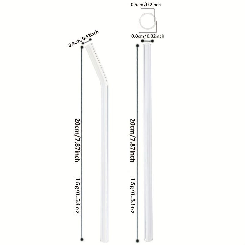 8 Pcs Bend Pipe High Borosilicate Glass Straw Set With 2 Cleaning Brushes For Milk Tea Smoothies Juices And Cocktails - Image 3