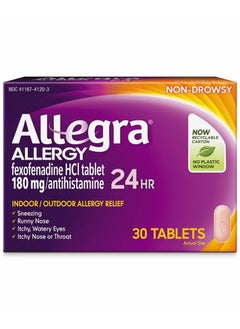 Allegra Allergy Relief, Fexofenadine HCI, 180 mg - 30 Tablets  - Image 1
