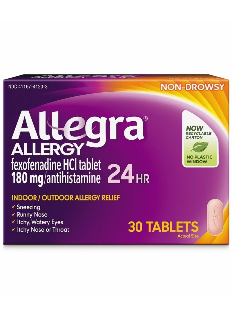 Allegra - Allergy Relief, Fexofenadine HCI, 180 mg - 30 Tablets - Image 1