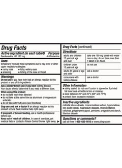 Allegra Allergy Relief, Fexofenadine HCI, 180 mg - 30 Tablets  - Image 2