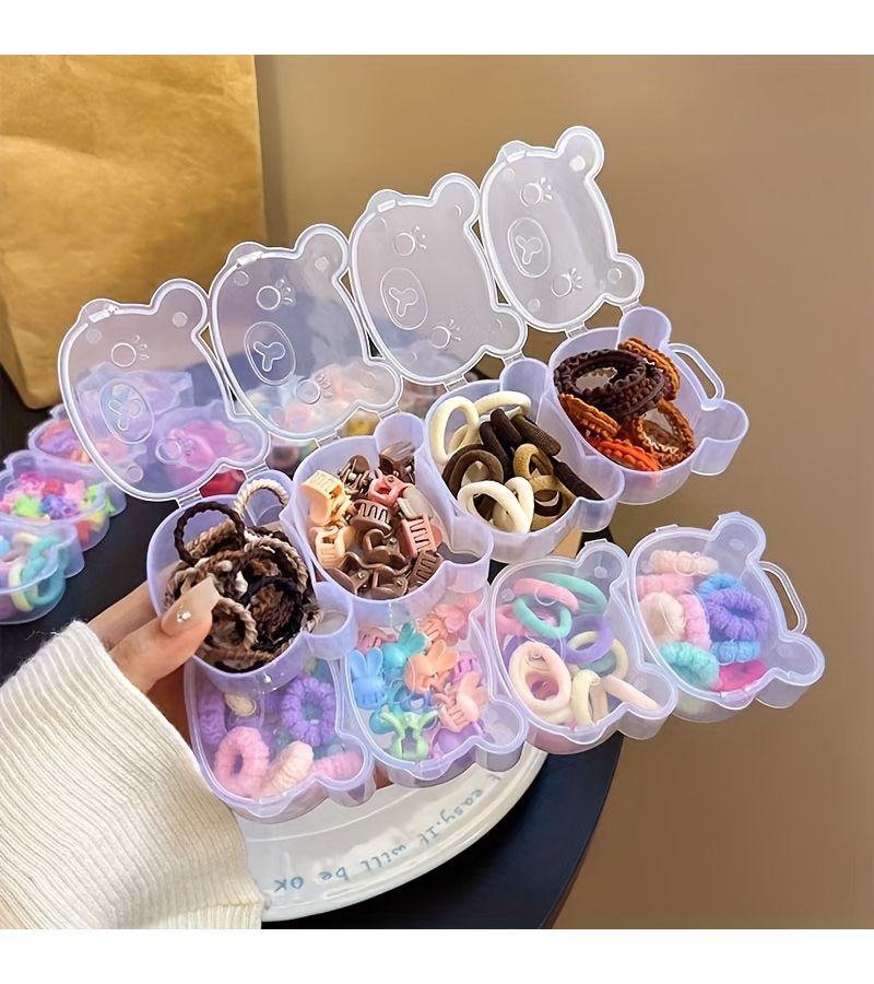 Multi Compartment Plastic Storage Box With Love Heart Design Transparent Durable Organizer For Earrings Jewelry Hair Accessories And Small Items Secure Buckle Closure Tabletop Display Case Jewelry Box - Image 1