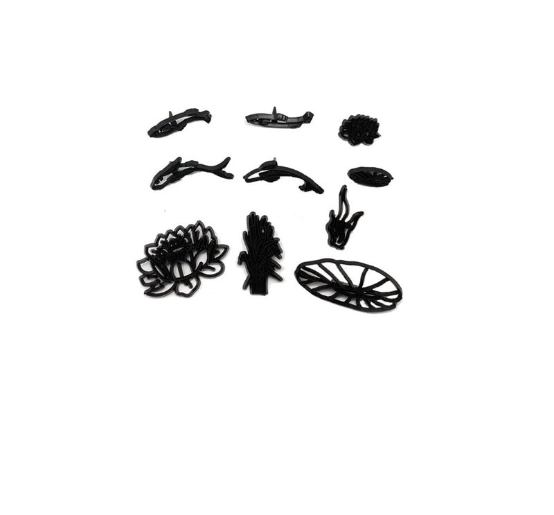 Shan SHan Plastic Fondant Gumpaste Mould Silhouette Cutter Lotus Pond 10Pcs Cake Decorating Tools Bakeware  - Image 1