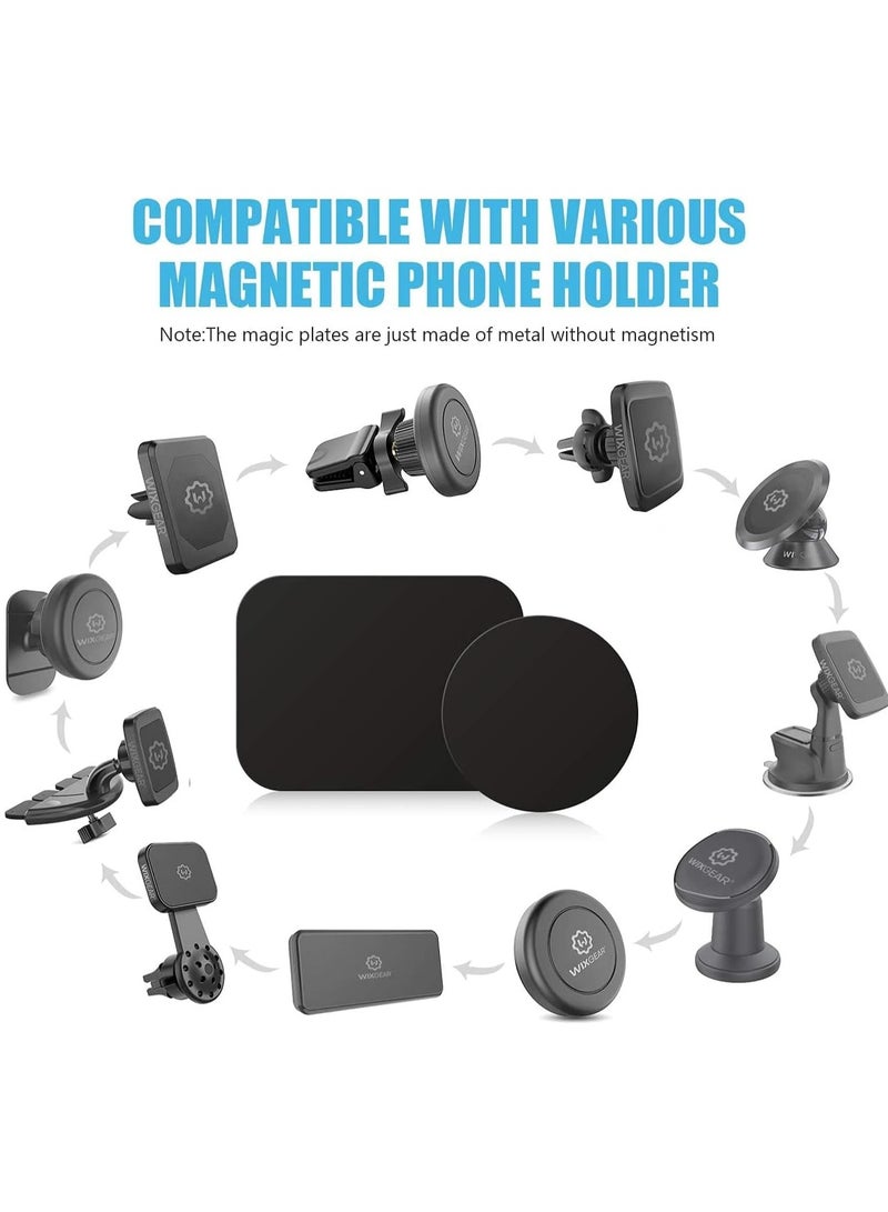 MIGOFAST Mount Metal Plate with Adhesive for Magnetic Cradle-Less Mount 4 Pack 2 Rectangle and 2 Round Compatible with Magnetic mounts - Image 3