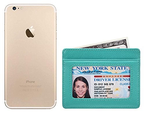 KALMORE Unisex-Adult's Credit Card Holder Leather Slim Minimalist Wallet, Light Blue with Id Window, Classic - Image 5