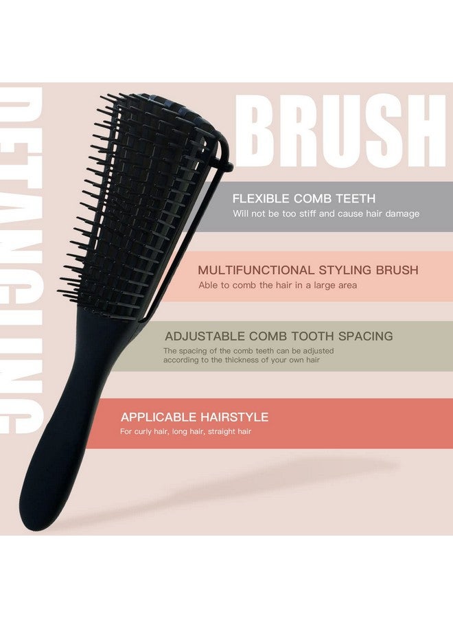 ويكسنيكوز مجموعة من 5 فرش لفك تشابك الشعر، فرشاة شامبو من النايلون المبطن، فرشاة مزدوجة الحواف، فرشاة تصفيف الشعر (أسود-1) - Image 2