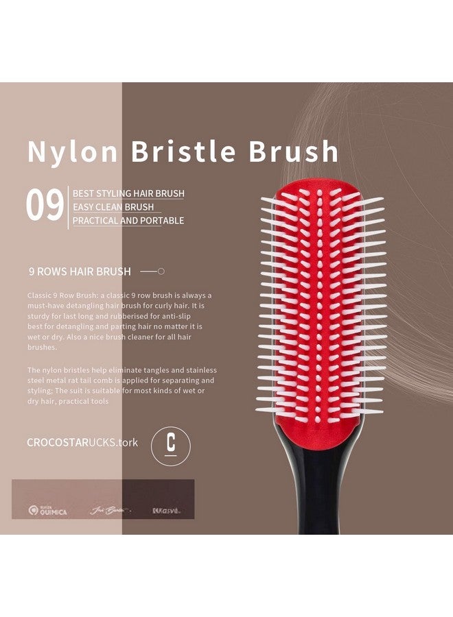 ويكسنيكوز مجموعة من 5 فرش لفك تشابك الشعر، فرشاة شامبو من النايلون المبطن، فرشاة مزدوجة الحواف، فرشاة تصفيف الشعر (أسود-1) - Image 4