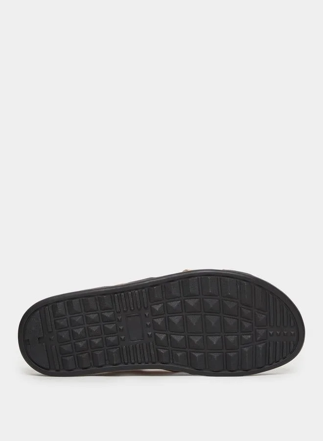 Styli Beige Beige Criss-Cros Slide Sandals for Men | Best Price UAE