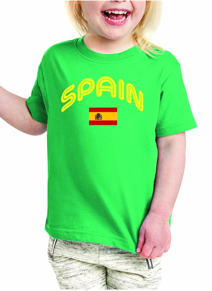 Generic - Spain Kids T-Shirt for Girls - Round Neck Short Sleeve Cotton T-Shirt - Soft and Comfortable Kids Girls Tshirt - Perfect for Spanish Souvenirs - Image 1