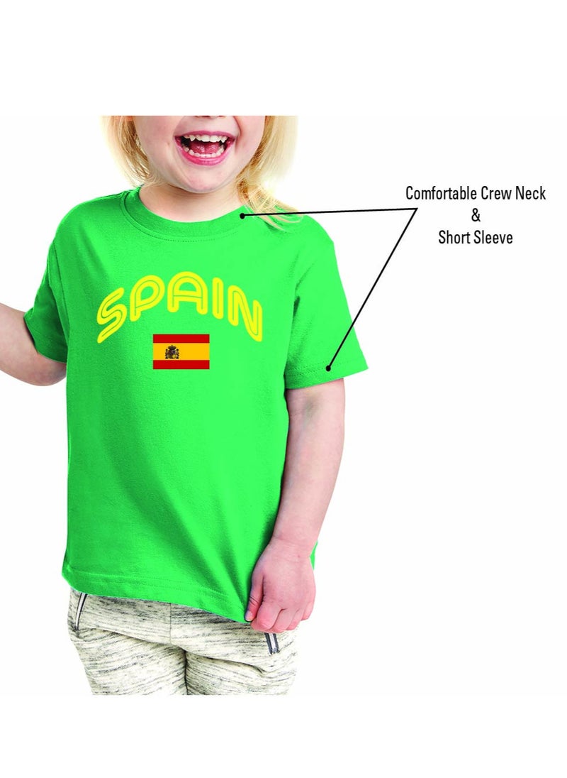 Generic - Spain Kids T-Shirt for Girls - Round Neck Short Sleeve Cotton T-Shirt - Soft and Comfortable Kids Girls Tshirt - Perfect for Spanish Souvenirs - Image 1