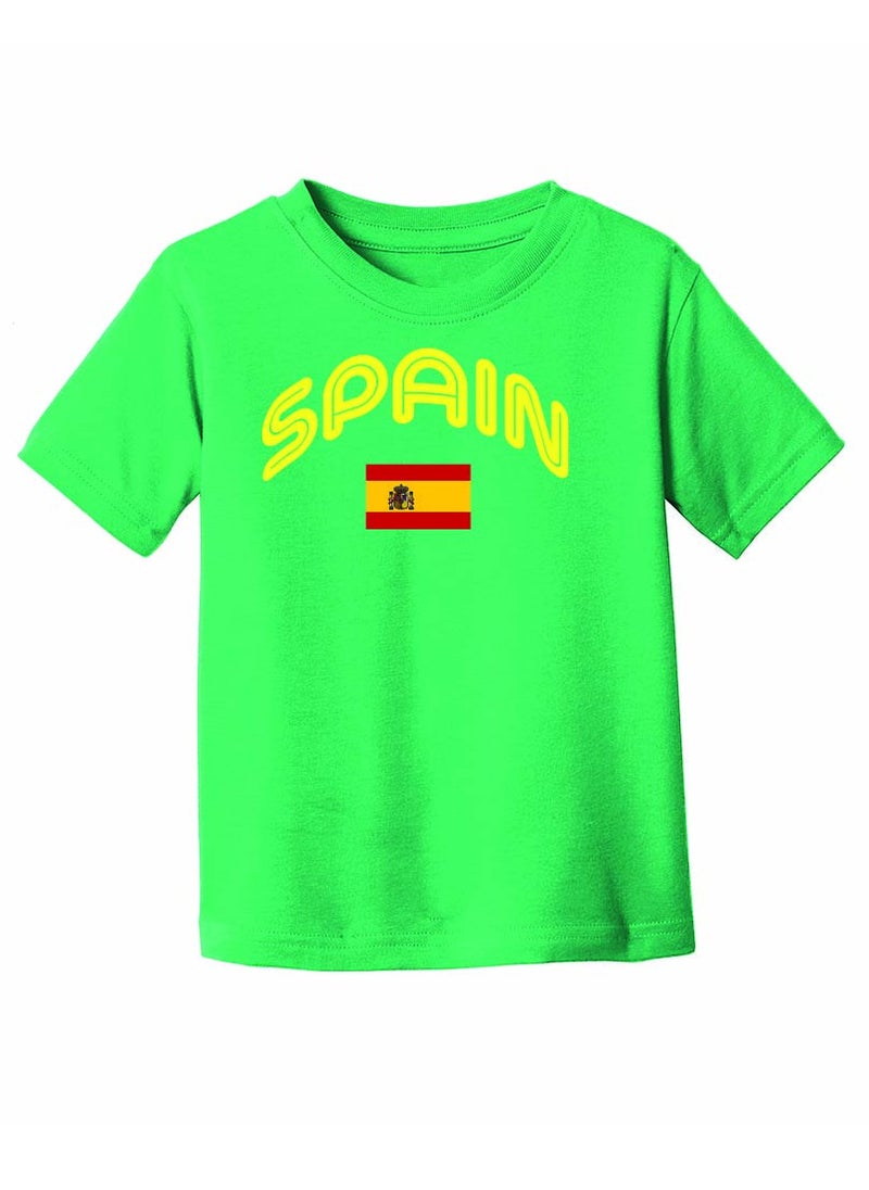 Generic - Spain Kids T-Shirt for Girls - Round Neck Short Sleeve Cotton T-Shirt - Soft and Comfortable Kids Girls Tshirt - Perfect for Spanish Souvenirs - Image 1