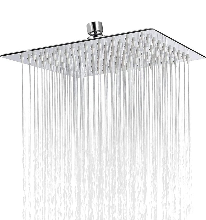 IONIX 6 inch Rain shower Stainless Steel 304 shower head 6 inch, luxury bathroom shower 6 x 6 size, heavy metal SS-304 grade material, Ultra slim, Silver, 1 set - Image 1