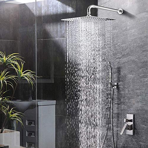 IONIX 6 inch Rain shower Stainless Steel 304 shower head 6 inch, luxury bathroom shower 6 x 6 size, heavy metal SS-304 grade material, Ultra slim, Silver, 1 set - Image 5