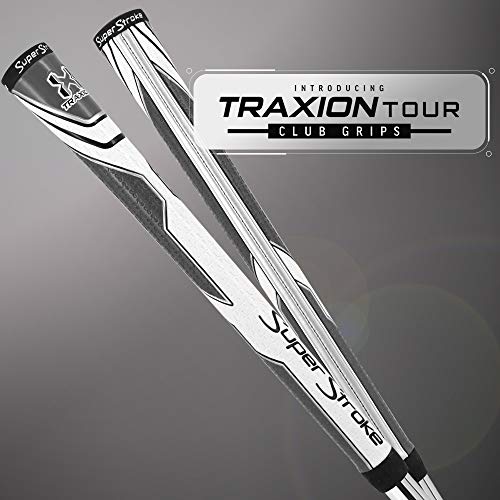 Super Stroke قبضة نادي الجولف SuperStroke Traxion Tour، متوسطة الحجم، نسيج سطحي متقدم يحسن من ردود الفعل والملمس وضغط اليد، أبيض/رمادي - Image 3