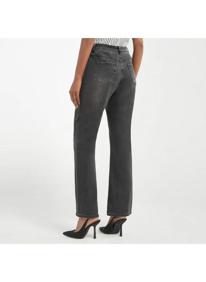 Splash FAV Solid Flared Leg Jeans with Pockets
