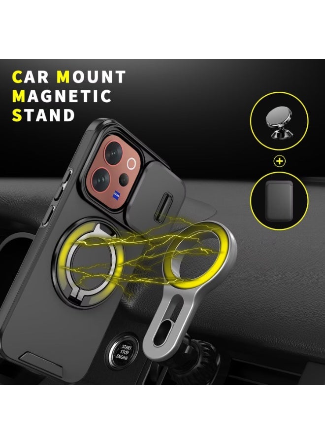 CHEROSIN Phone Case for vivo V70 5G with Camera Cover Protection,Support Magnetic Car Holder,Shockproof Phone Cover with 360 Degree Invisible Ring Holder - Image 3