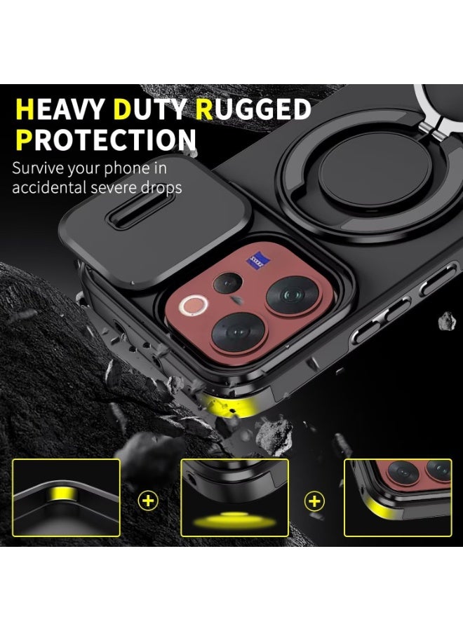 CHEROSIN Phone Case for vivo V70 5G with Camera Cover Protection,Support Magnetic Car Holder,Shockproof Phone Cover with 360 Degree Invisible Ring Holder - Image 2