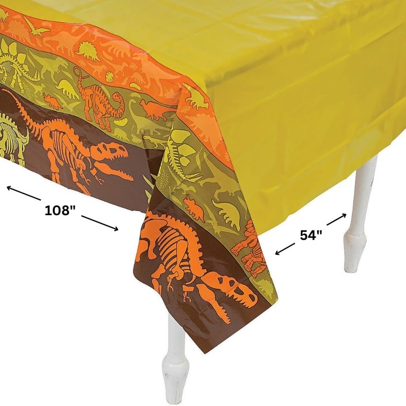 Fun Express Dino Dig Plastic Tablecloth - Dinosaur Birthday Party Supplies - 1 Piece - Image 2