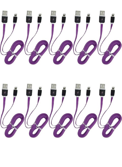 Pack Of 10 NIPUDUN Cable Usp Lightting For IPhones Purple