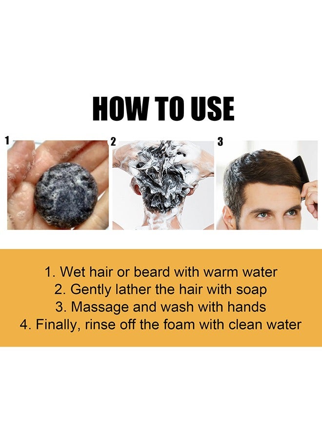 Black Soap Grey Coverage Bar Shampoo 50G, Hair Darkening Soap Bar With Botanical Herbal Extracts For Hair Growth And Dye-Free Solution To Gray Hair