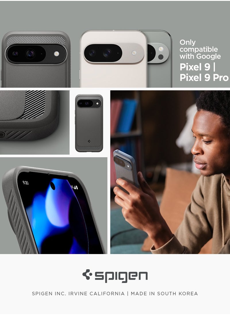 Spigen - جراب Rugged Armor لهاتف Google Pixel 9 / جراب Pixel 9 Pro بنسيج من ألياف الكربون - رمادي رخامي - Image 1
