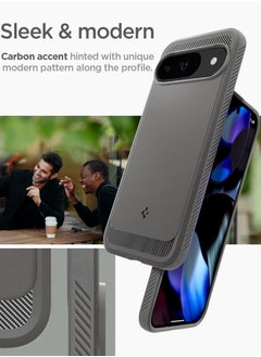 Spigen جراب Rugged Armor لهاتف Google Pixel 9 / جراب Pixel 9 Pro بنسيج من ألياف الكربون - رمادي رخامي  - Image 3