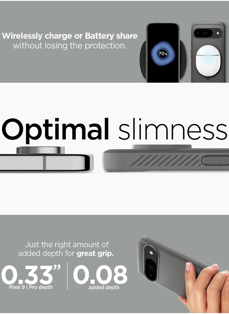 Spigen - جراب Rugged Armor لهاتف Google Pixel 9 / جراب Pixel 9 Pro بنسيج من ألياف الكربون - رمادي رخامي - Image 1