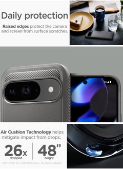 Spigen جراب Rugged Armor لهاتف Google Pixel 9 / جراب Pixel 9 Pro بنسيج من ألياف الكربون - رمادي رخامي  - Image 4