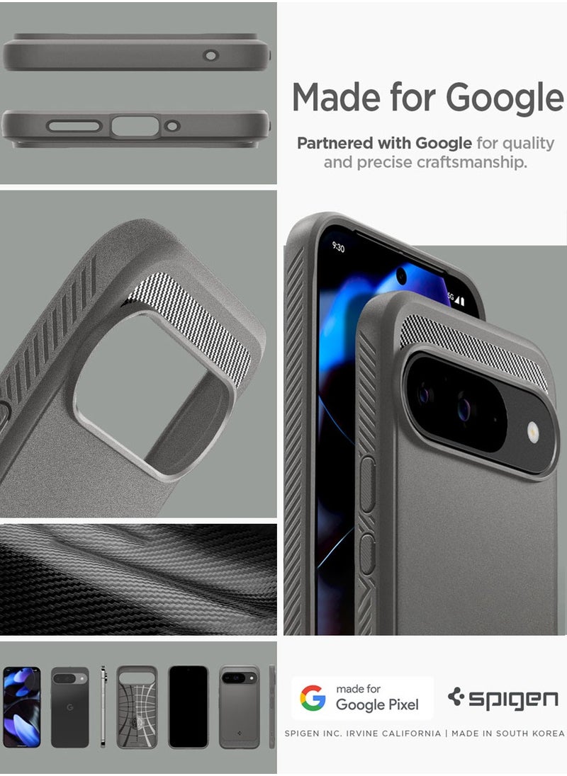 Spigen - جراب Rugged Armor لهاتف Google Pixel 9 / جراب Pixel 9 Pro بنسيج من ألياف الكربون - رمادي رخامي - Image 1