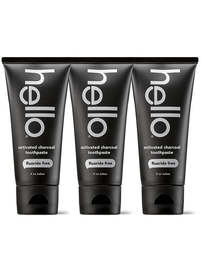 Hello Ello Activated Charcoal Toothpaste Fluoride Free Toothpaste With Activated Charcoal Teeth Whitening Toothpaste With Fresh Mint And Coconut Oil No Sls Vegan Gluten Free 3 Pack 4 Oz Tubes  - Image 1