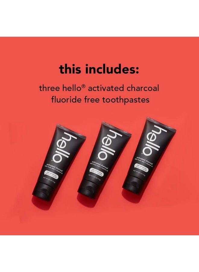 Hello Ello Activated Charcoal Toothpaste Fluoride Free Toothpaste With Activated Charcoal Teeth Whitening Toothpaste With Fresh Mint And Coconut Oil No Sls Vegan Gluten Free 3 Pack 4 Oz Tubes  - Image 4